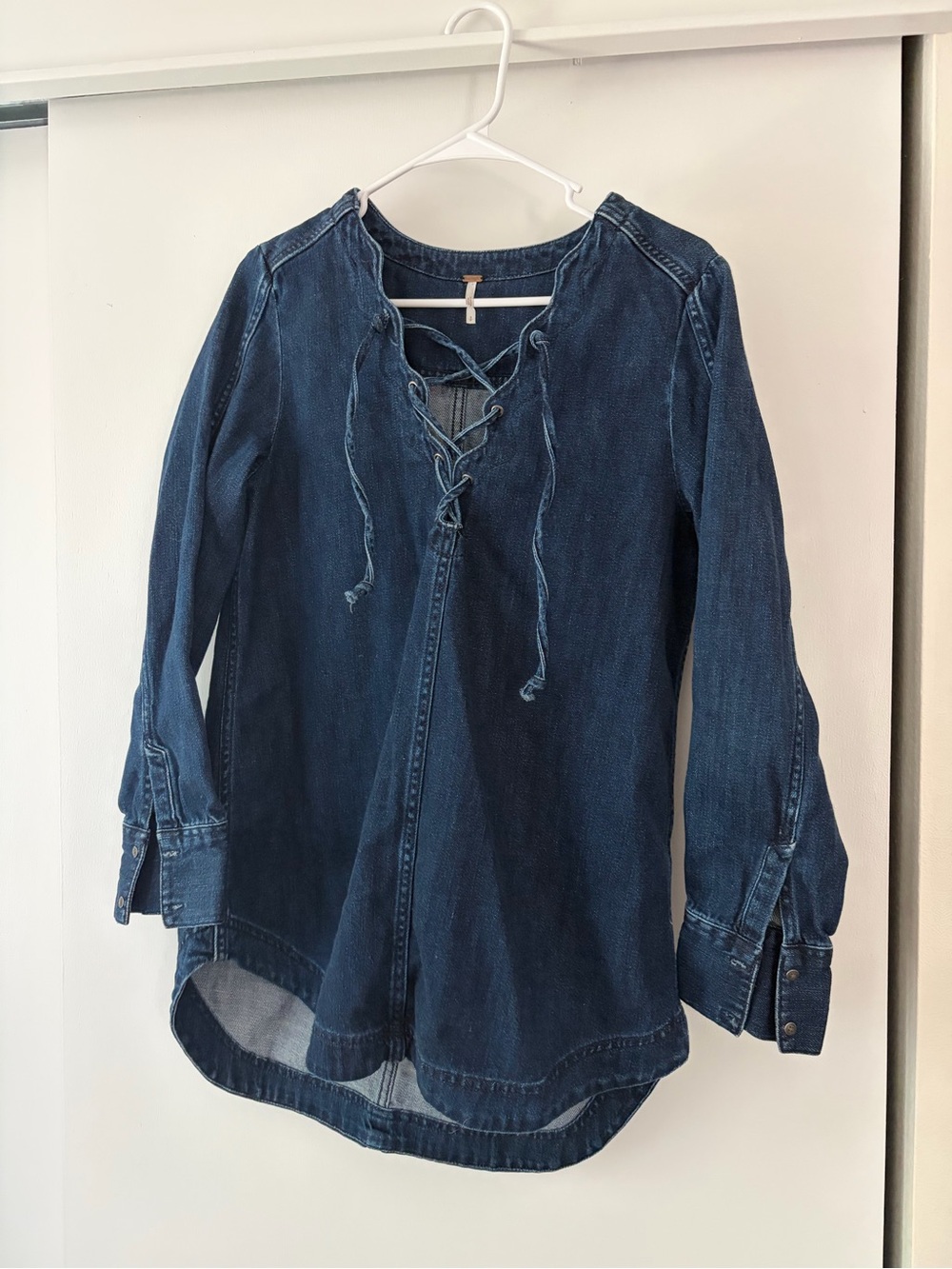Dark Indigo Lace-Up Denim Dress